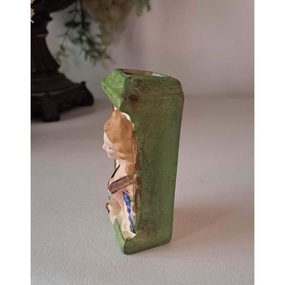 Vintage Bisque Wall Pocket Victorian Woman in Window Occupied Japan - Picture 10 of 10